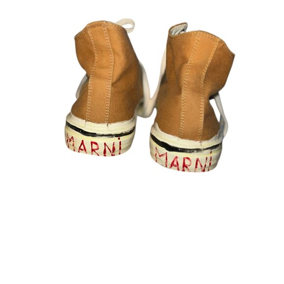 Marni golden rod mustard brown high top converseesque patent sneakers 38 8 - Picture 2 of 5